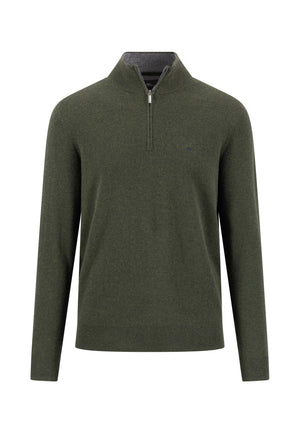 Green Merino Cashmere Blend Half Zip