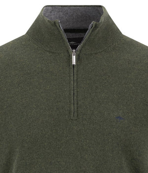 Green Merino Cashmere Blend Half Zip