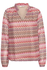 Load image into Gallery viewer, Cream Weave Stripe Blouse Multi
