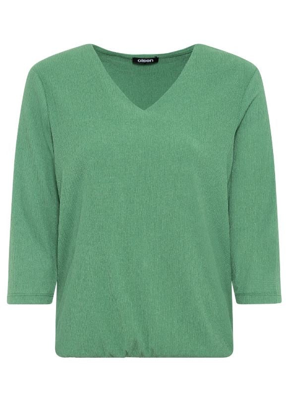 Olsen Crepe V-neck T-shirt Green