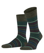 Load image into Gallery viewer, Falke Tinted Green Multi Stripe Cotton Blend Socks
