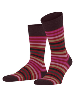 Falke Tinted Red Multi Stripe Cotton Blend Socks