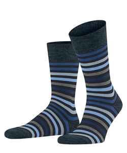 Falke Tinted Navy Multi Stripe Cotton Blend Socks