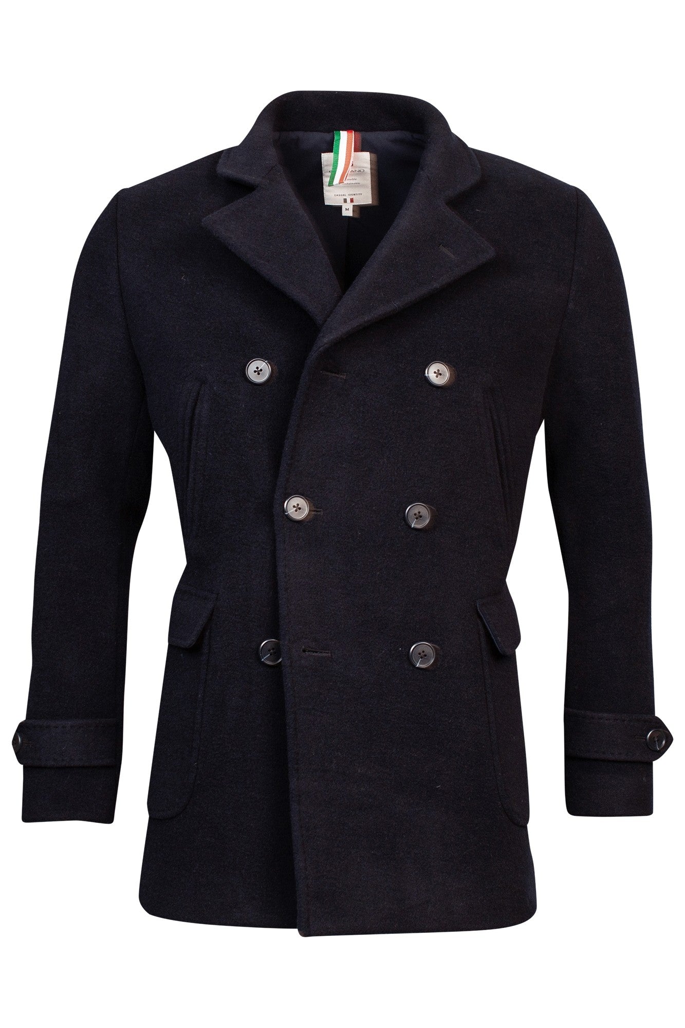 Giordano Double Breasted Wool Mix Coat Navy