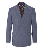Load image into Gallery viewer, Skopes Herringbone Double Breasted Suit Jacket Blue Regular Length

