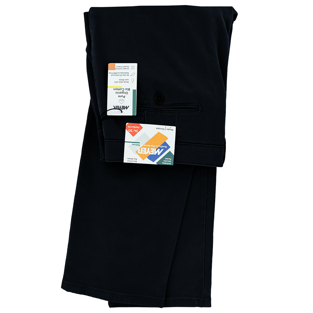 Meyer Rio Supersoft Cotton Twill Trouser Navy Regular Leg