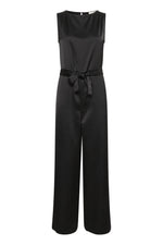 Load image into Gallery viewer, Cream Satin Jumpsuit Black

