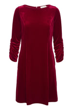 Load image into Gallery viewer, Cream Velvet Dress Red
