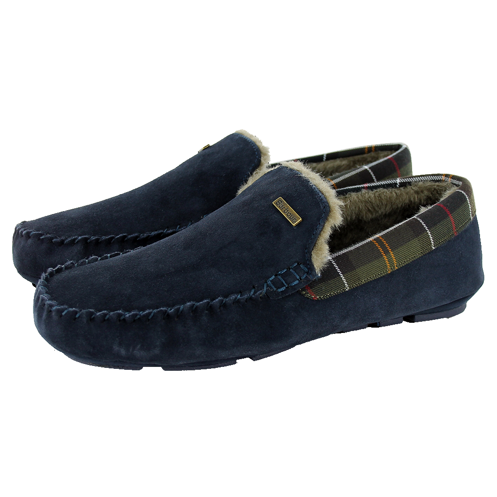 Barbour Monty Suede Slippers Navy