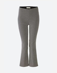Oui Kick Flare Patterned Trousers Black