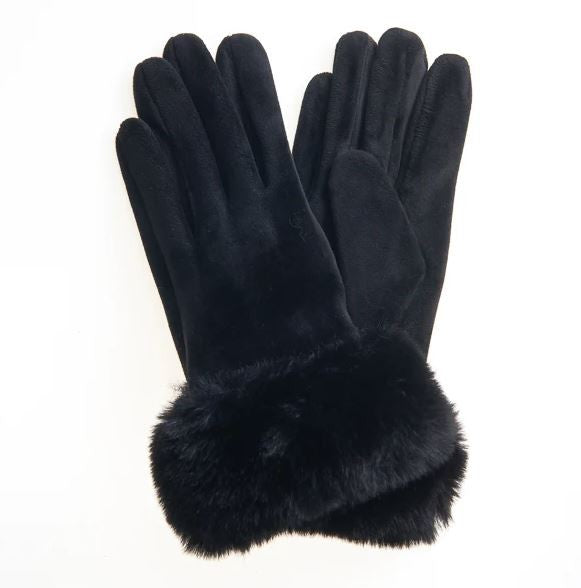 Franchetti Bond Faux Fur Gloves Black