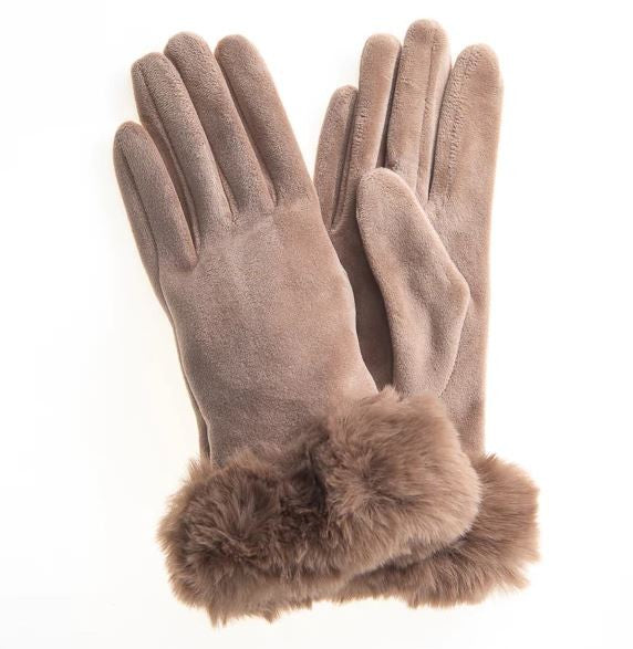Franchetti Bond Faux Fur Gloves Mocha