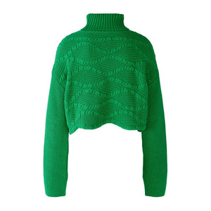 Oui Cropped Cable Knit Green