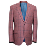 Load image into Gallery viewer, Mazzelli Pink Wool Jacket Navy Overcheck Short Length
