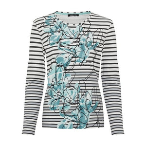 Olsen Printed Floral Top Aqua