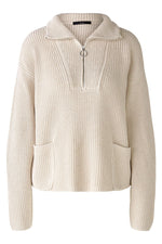 Load image into Gallery viewer, Oui Half Zip Sweater Beige
