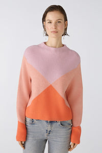 Oui Colour Block Jumper Pink