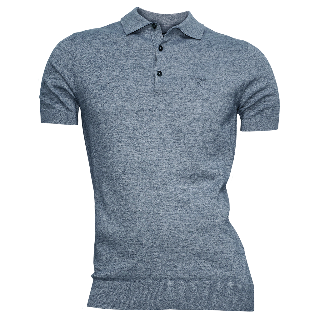 Barbour Buston Short Sleeve Knitted Polo Shirt Blue