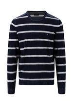 Load image into Gallery viewer, Fynch Hatton Striped Cotton Crew Neck Sweater Navy
