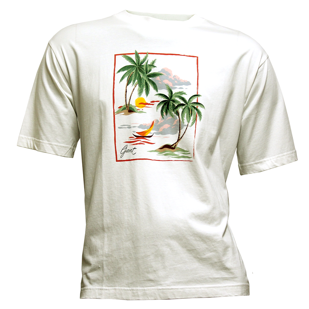 Gant Hawaii Printed T-Shirt Off White