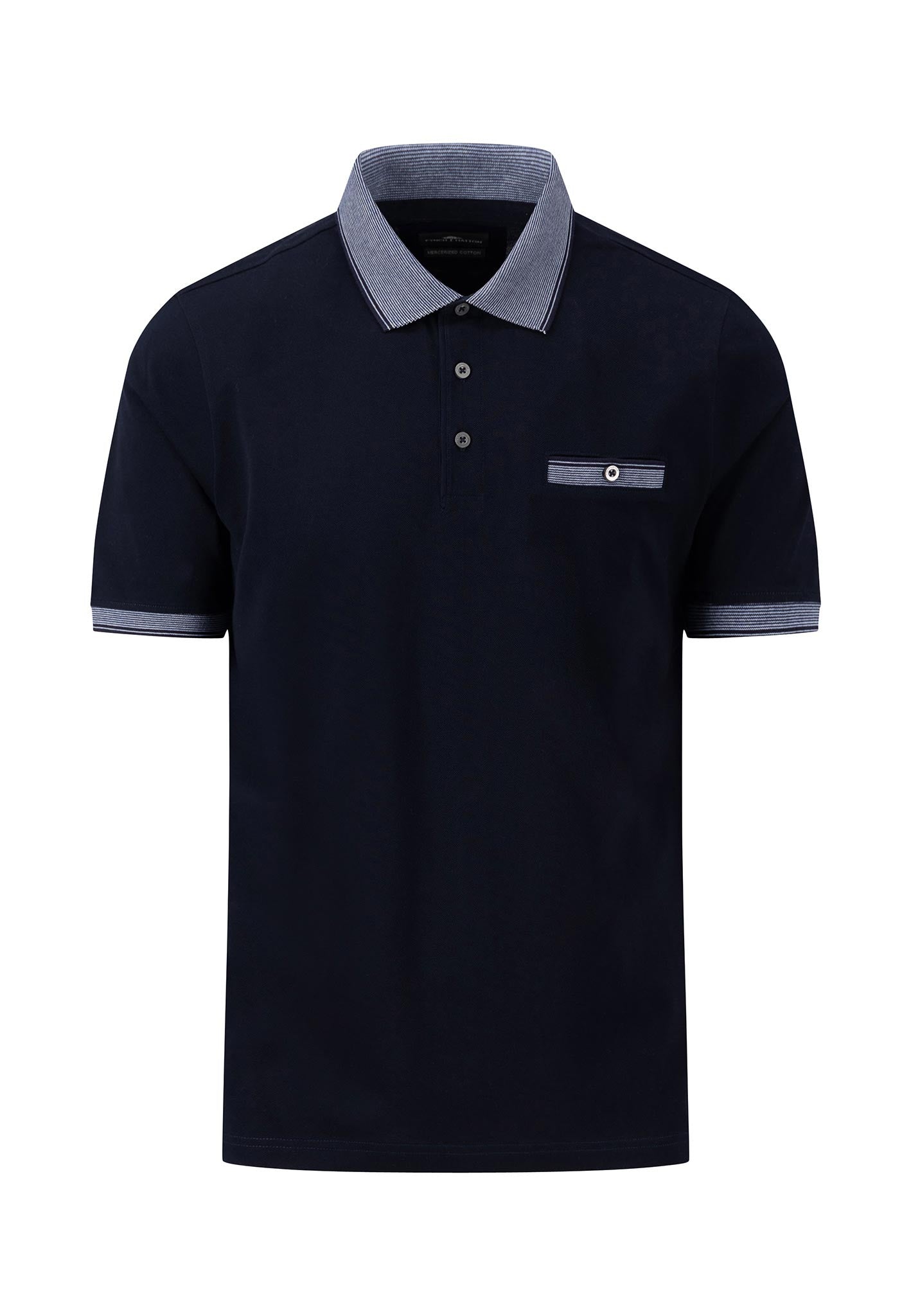 Fynch Hatton Mercerized Cotton Polo Shirt Navy