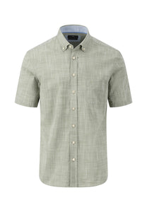 Fynch Hatton Superfine Cotton Short Sleeve Shirt Olive