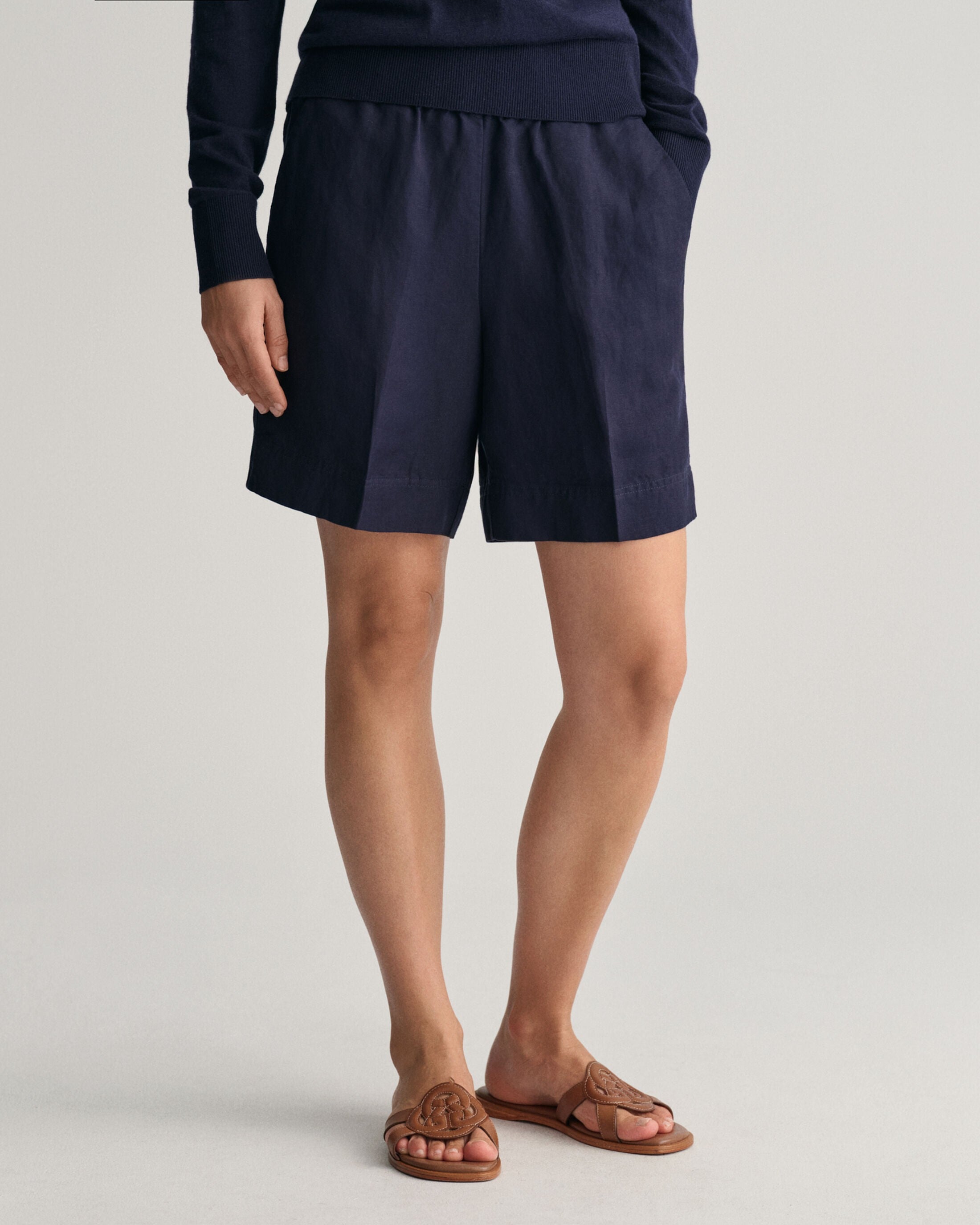 Gant Relaxed Fit Linen Shorts Navy