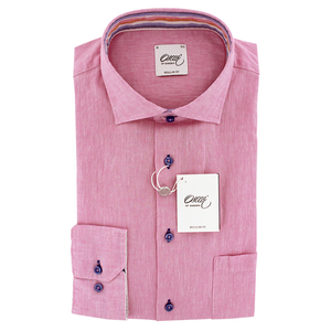 Oscar of Sweden Regular Fit Linen Cotton Shirt Pink