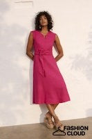 Oui Linen Skater Dress Pink