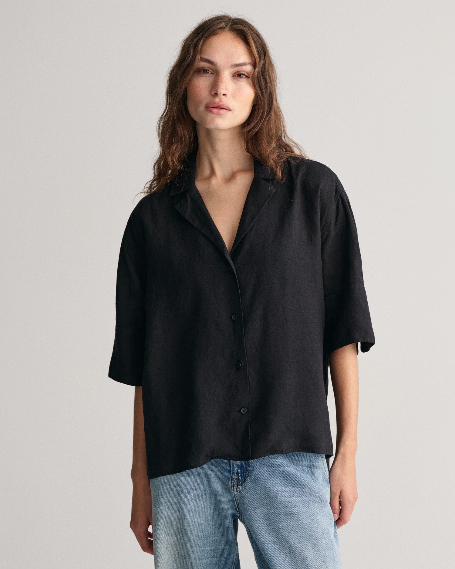 Gant Relaxed Linen Shirt Black