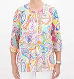 Load image into Gallery viewer, Just White Paisley Blouse Multi
