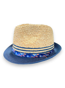 A Fish Named Fred Straw Tropical Set Hat Cobalt