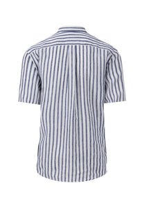 Fynch Hatton Linen Stripes Short Sleeves Shirt Navy