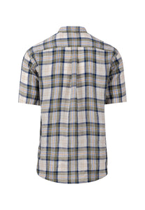 Fynch Hatton Linen Check Shirt Olive