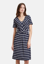 Load image into Gallery viewer, Betty Barclay Stripe Dress Navy
