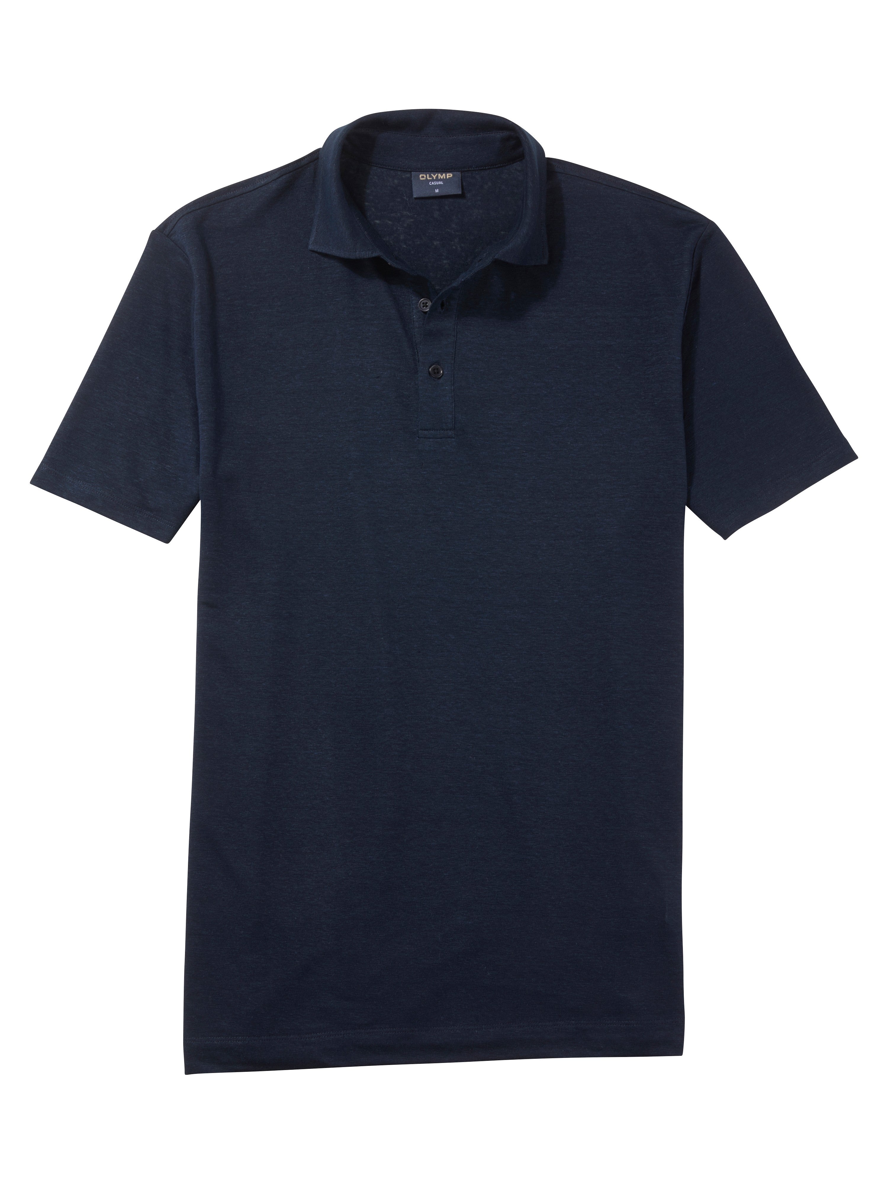 Olymp Linen Casual Jersey Polo Navy