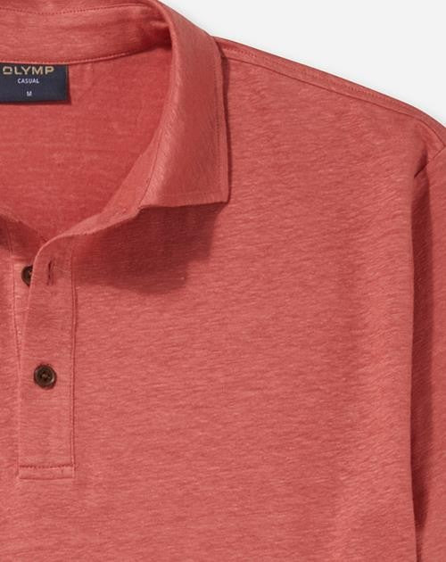 Olymp Linen Casual Jersey Polo Coral