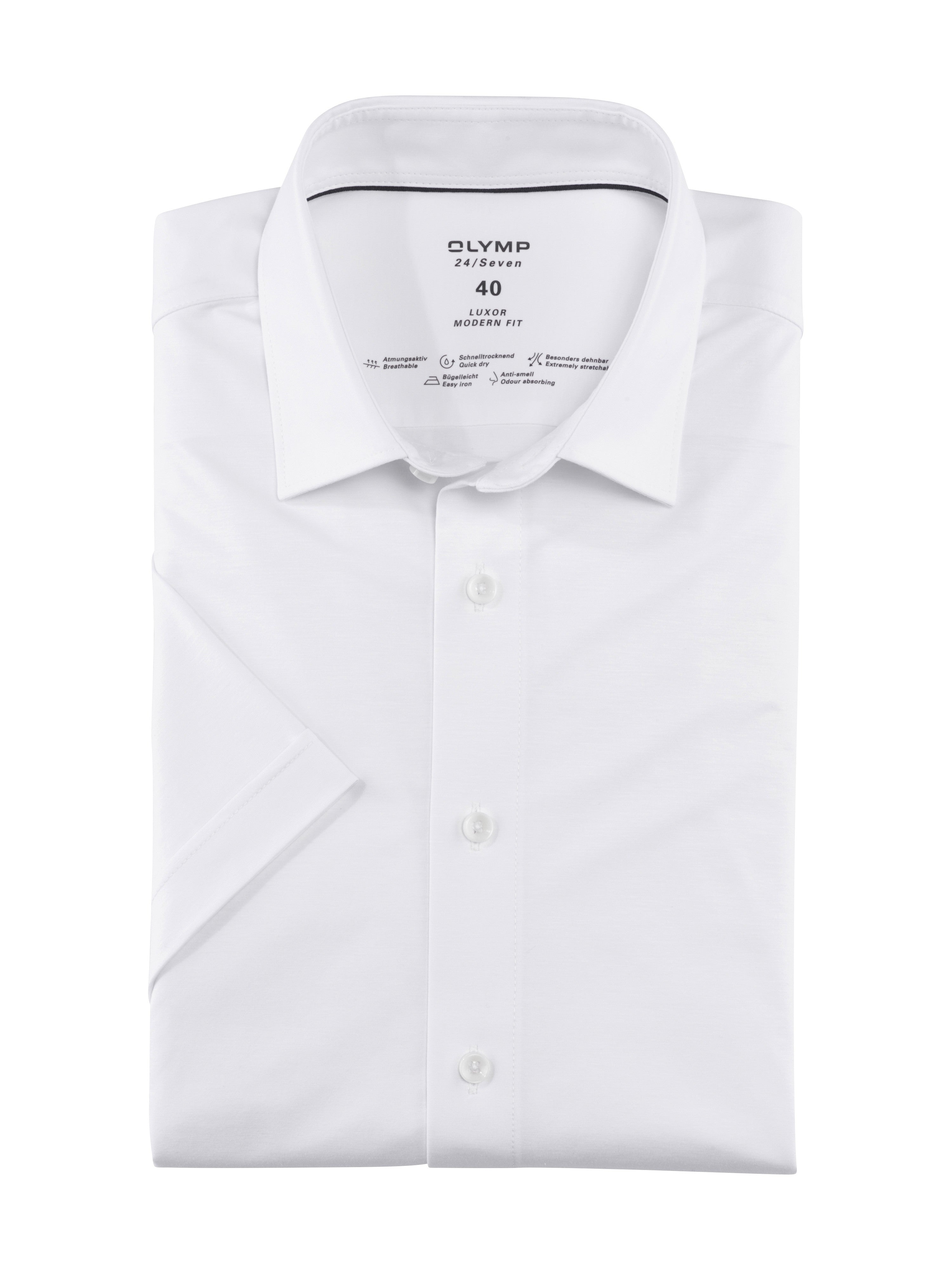 Olymp Luxor  24/Seven Short Sleeve Shirt White