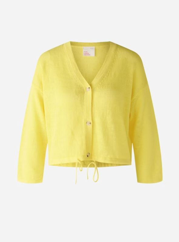 Oui Linen Cardigan Yellow