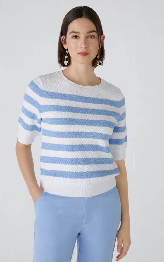 Oui Stripe Pullover Blue