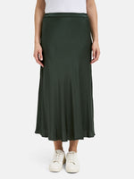 Load image into Gallery viewer, Milano Satin Midi Skirt Forest
