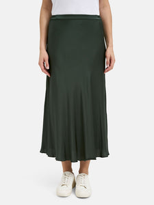 Milano Satin Midi Skirt Forest