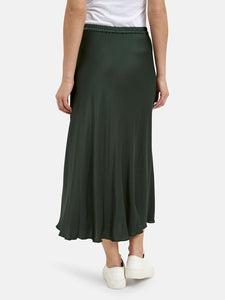 Milano Satin Midi Skirt Forest