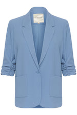 Load image into Gallery viewer, Cream Ruched Sleeve Blazer -BLUE
