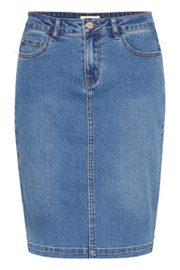 Cream Denim Skirt -DENIM