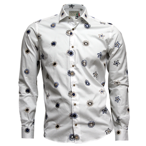 Poggianti 1958 Fancy Embroidered Shirt White