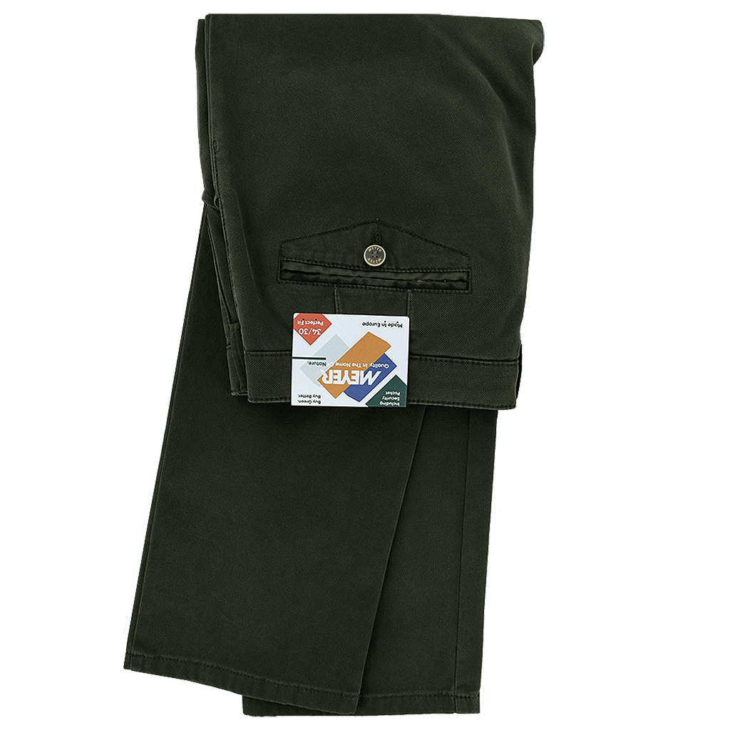 Meyer Luxury Micro Structure Cotton Trouser Green Short Leg