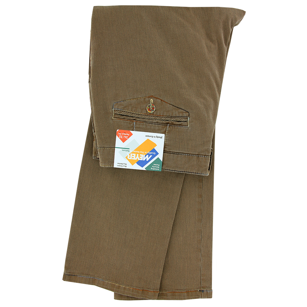 Meyer Luxury Multicoloured Stitching Trouser Brown Regular Leg