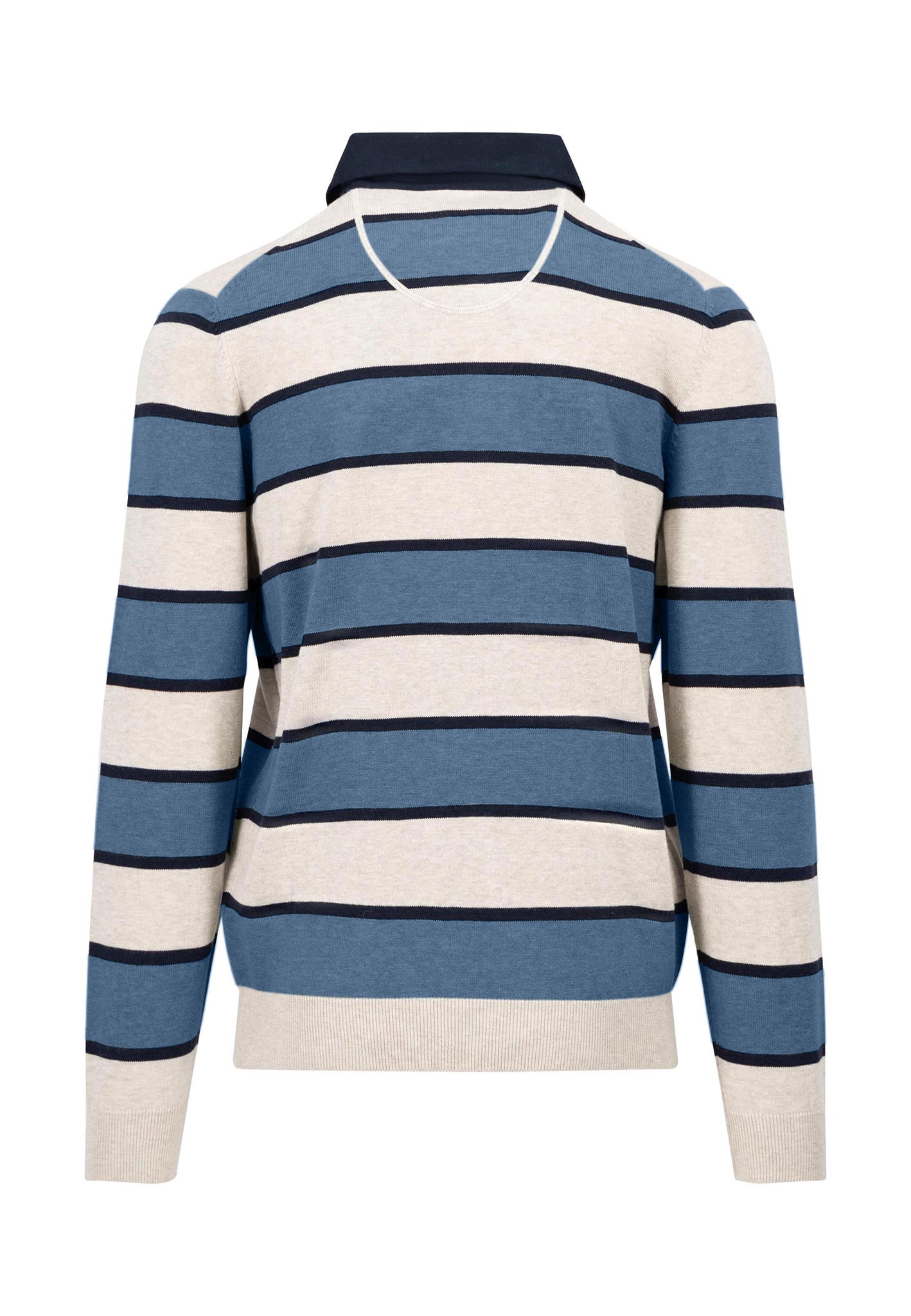 Fynch Hatton Knitted Cotton Rugby Top Blue