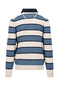 Fynch Hatton Knitted Cotton Rugby Top Blue